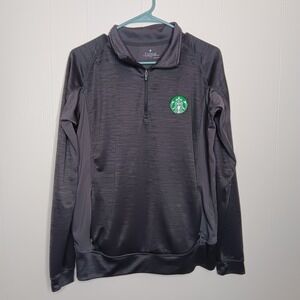 Starbucks Barista Gray Pullover Pockets 1/4 Zip Elevate Men's Medium EUC